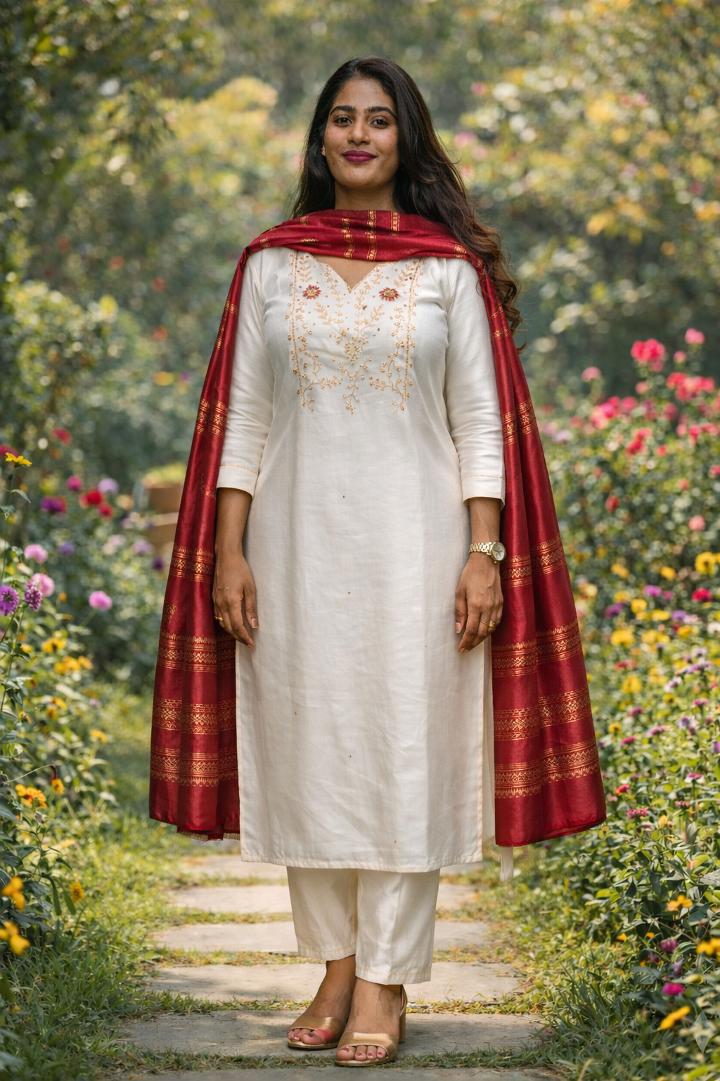 Kurti Set (3 pc) - Half White