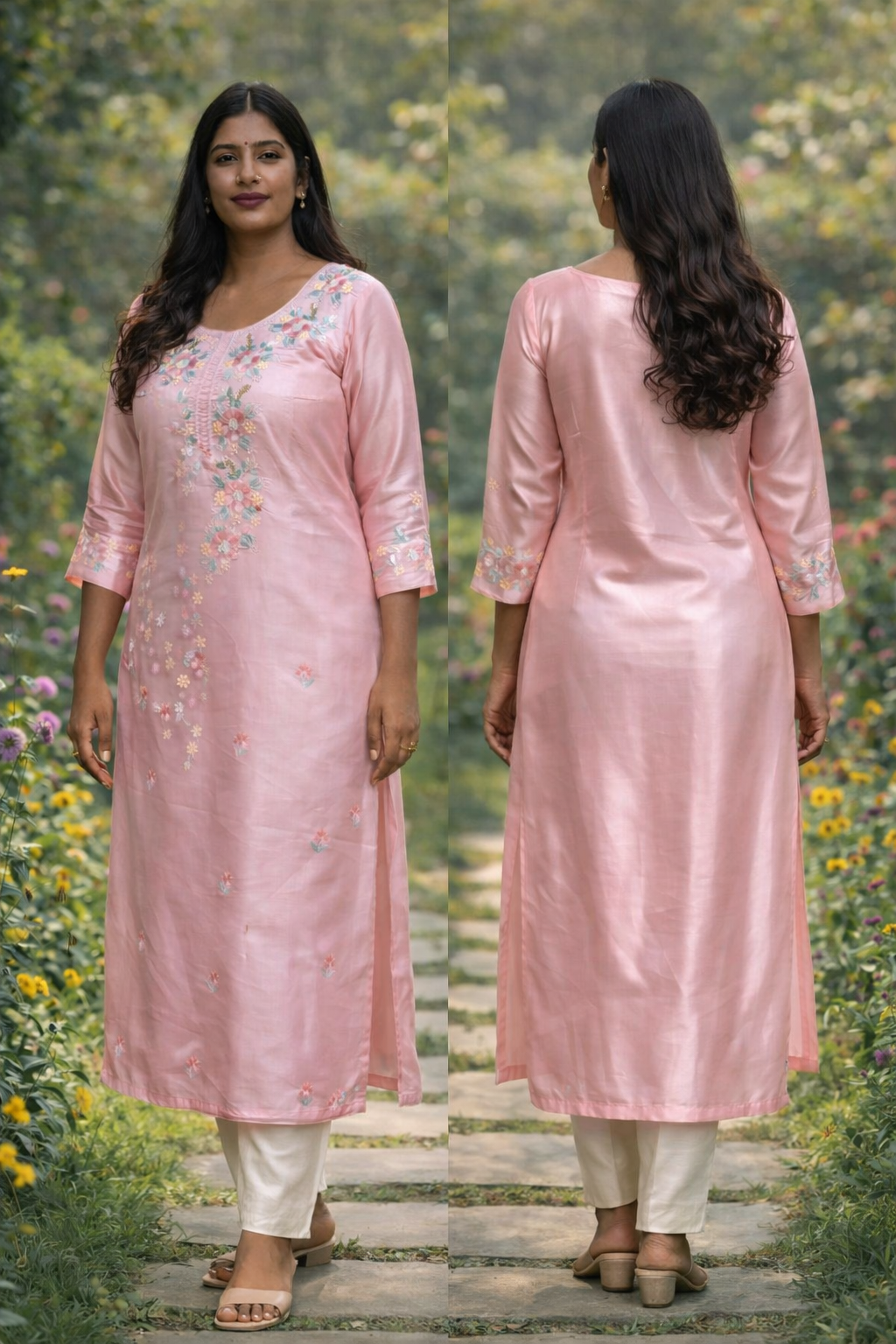 Kurti Set (3pc) - Baby Pink - SSS - MFT - 136