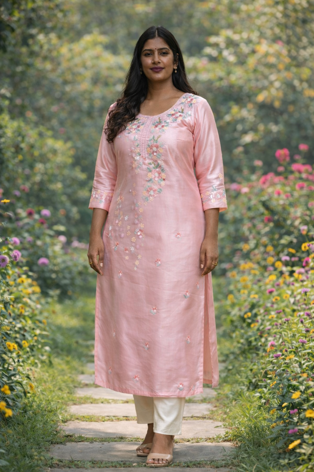 Kurti Set (3pc) - Baby Pink - SSS - MFT - 136