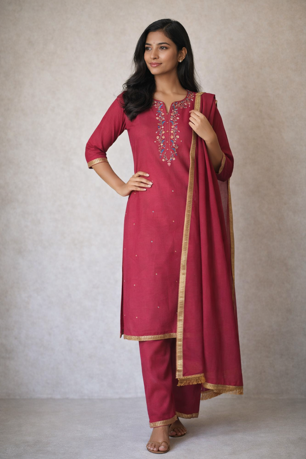 Kurti Set - Maroon