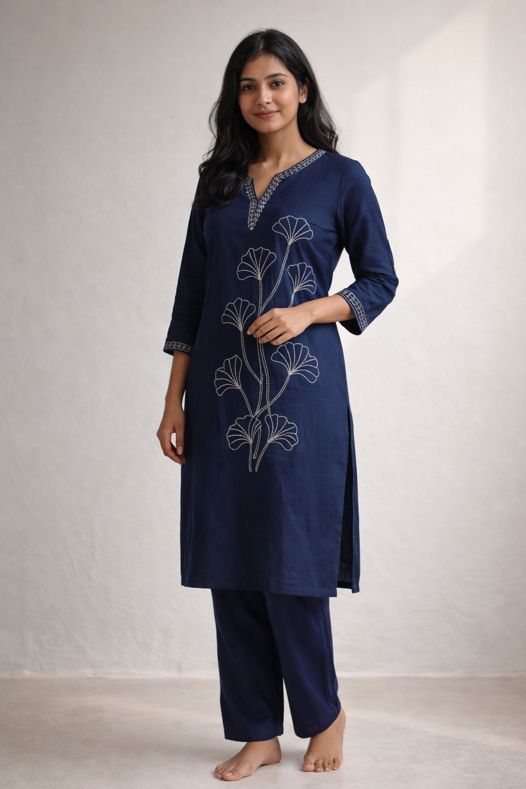Kurti Set - Navy Blue