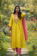 Kurti Set - Lemon green - SSS - RKC - 441