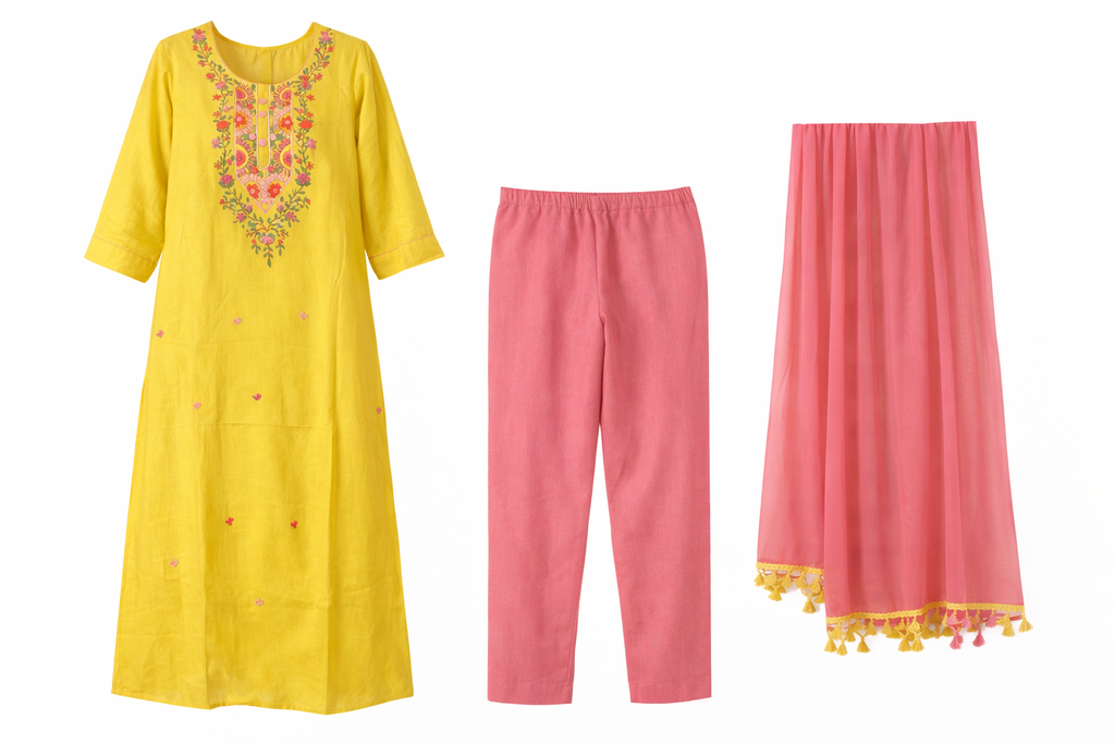 Kurti Set - Lemon green - SSS - RKC - 441