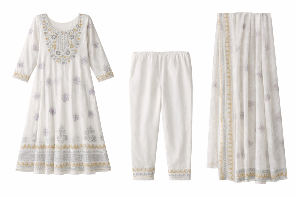 Anarkali Set - White (ST - Anarkali Set - 018)