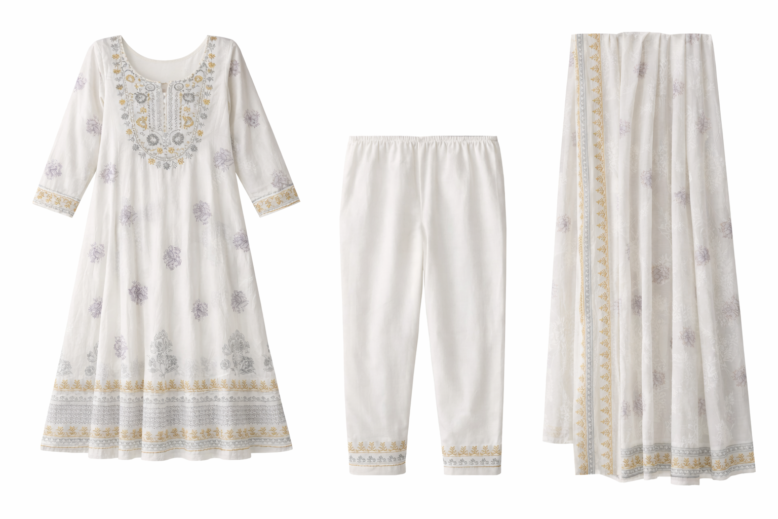 Anarkali Set - White (ST - Anarkali Set - 018)