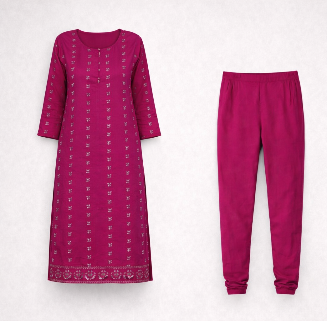 Kaftan Kurti Set - dark Pink