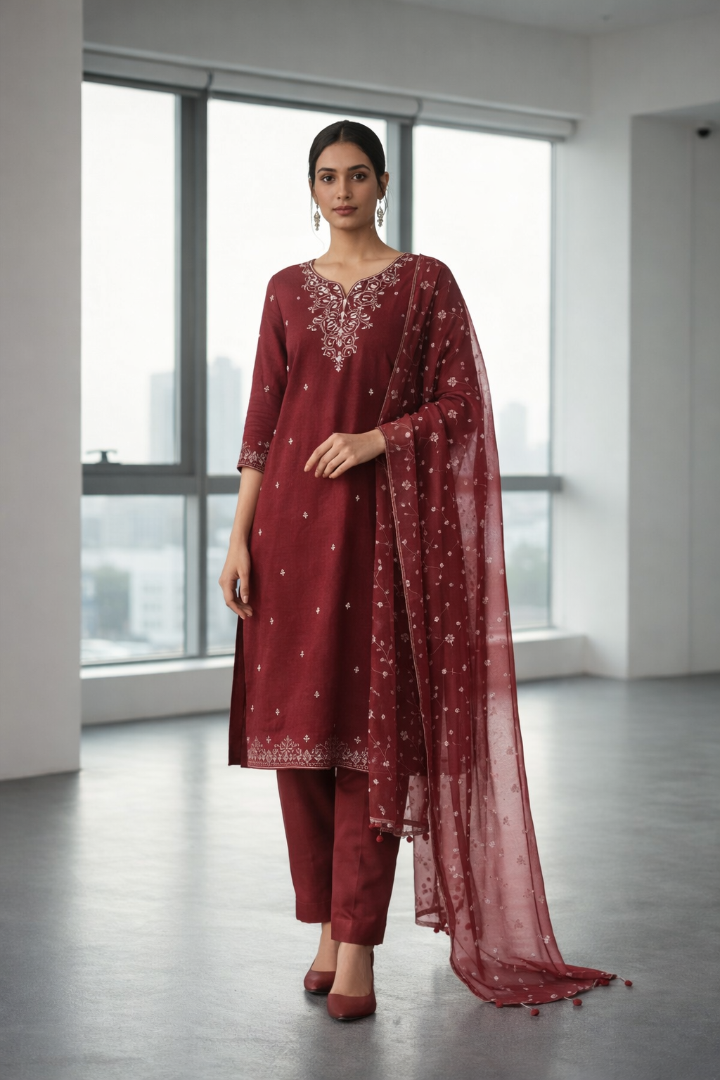 Chocolate Brown Anarkali Set