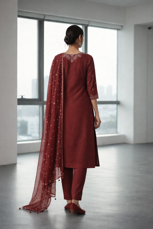 Chocolate Brown Anarkali Set
