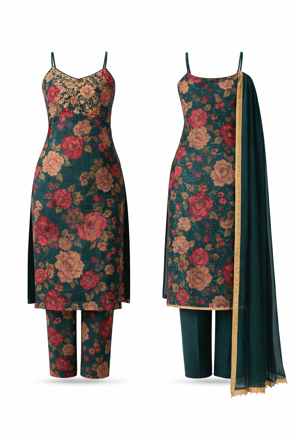 Dark green & Pink kurti