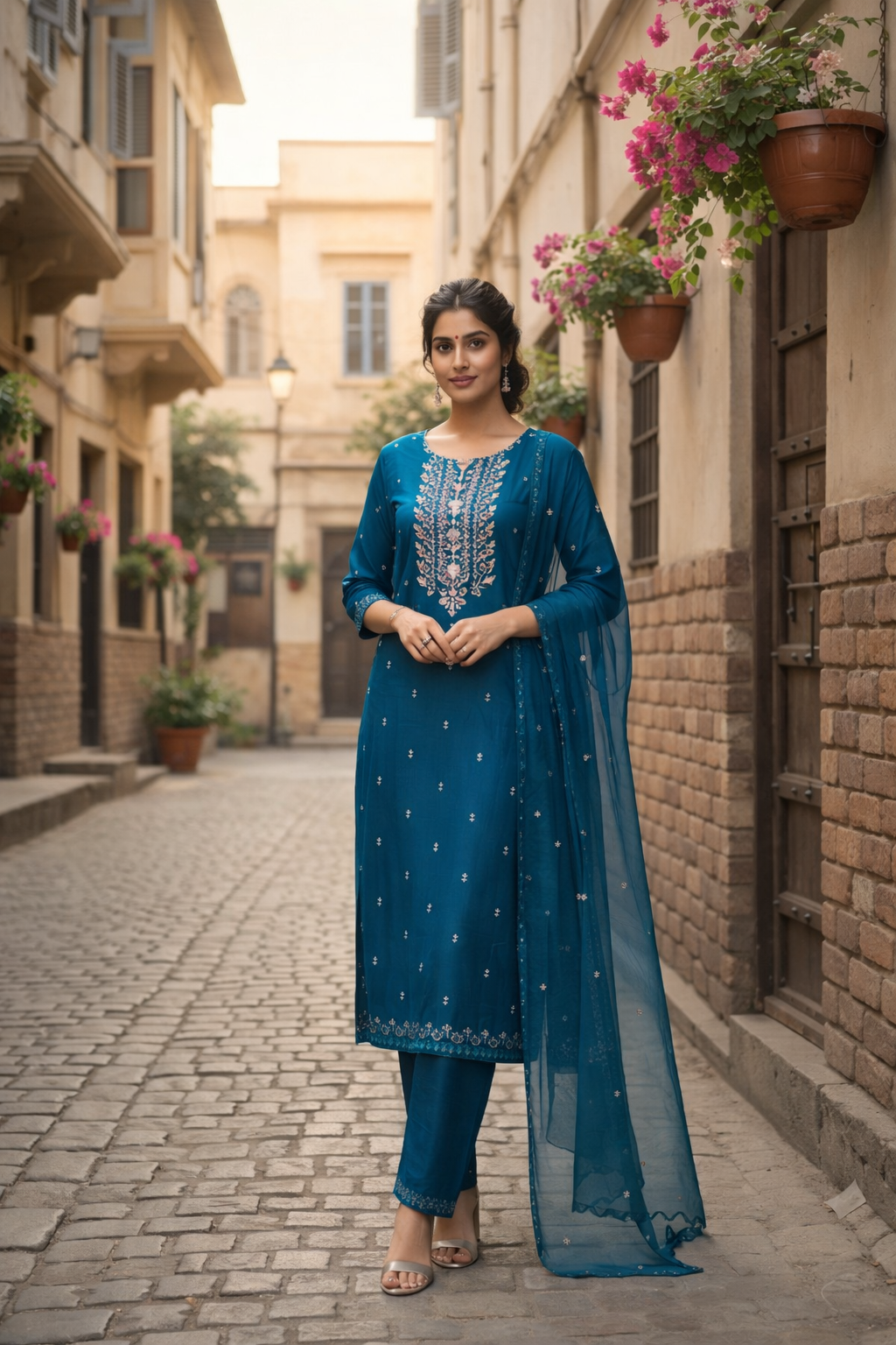 Teal blue kurti