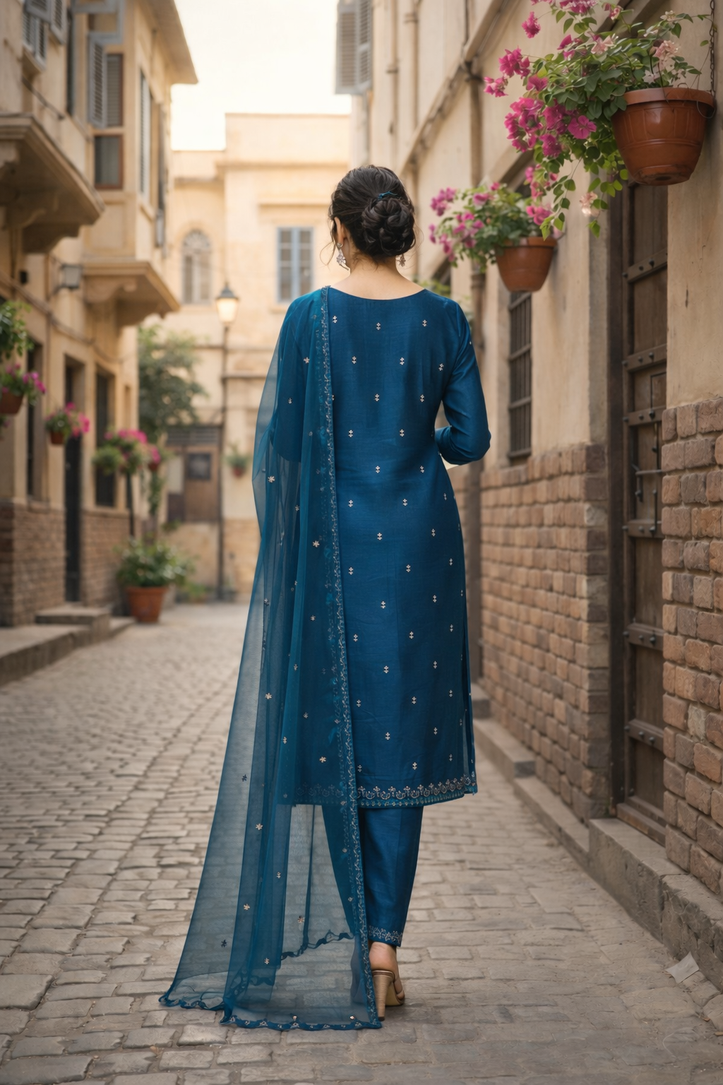 Teal blue kurti