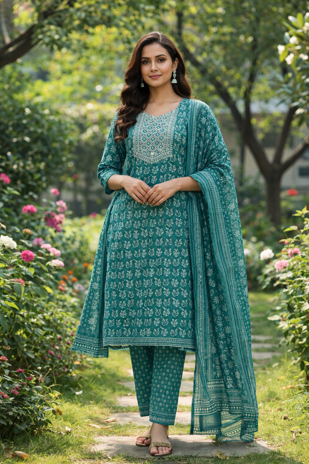 Kurti set (3pc) - Blue - 29166190/Varanga