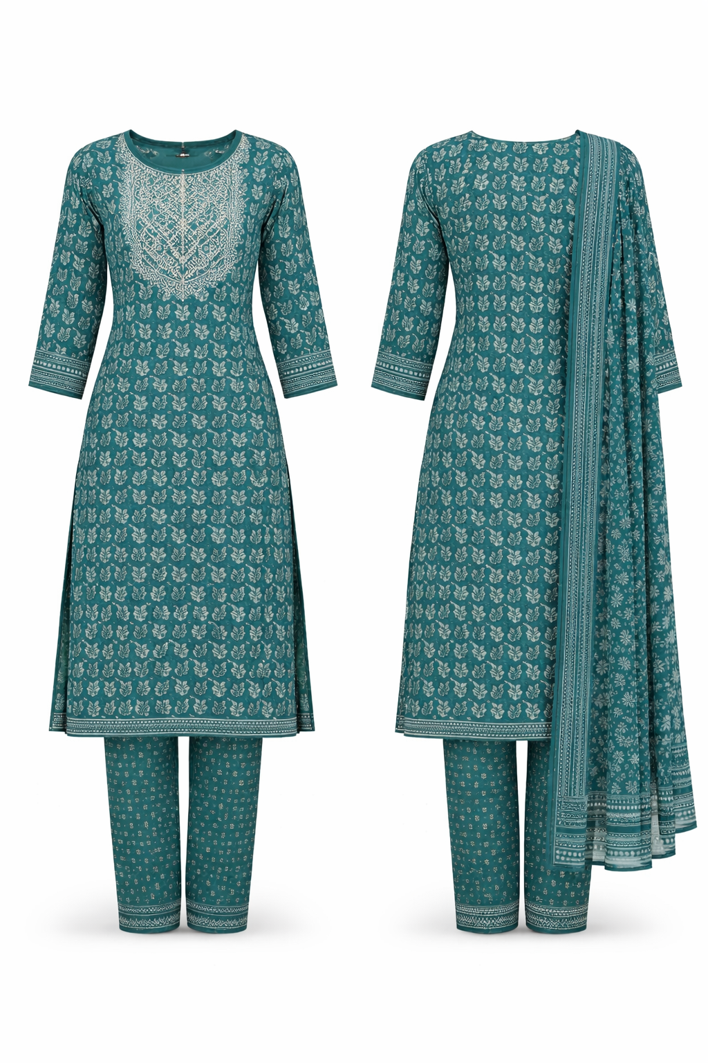 Kurti set (3pc) - Blue - 29166190/Varanga