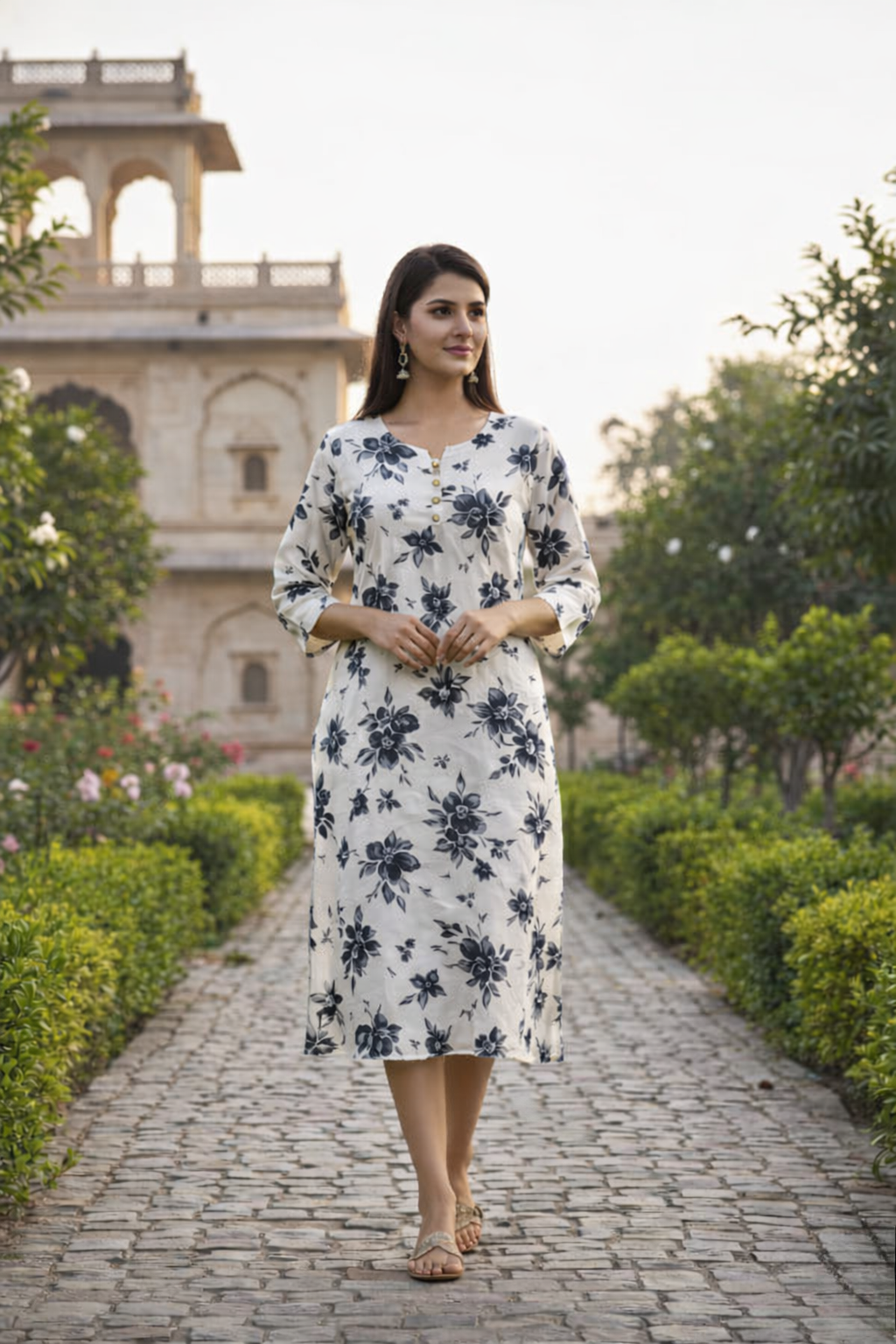 Half White kurti