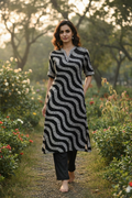 Black & White kurti - PF-Coord Set-010