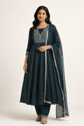 Anarkali suit - Teal blue - SKUVSKD32277