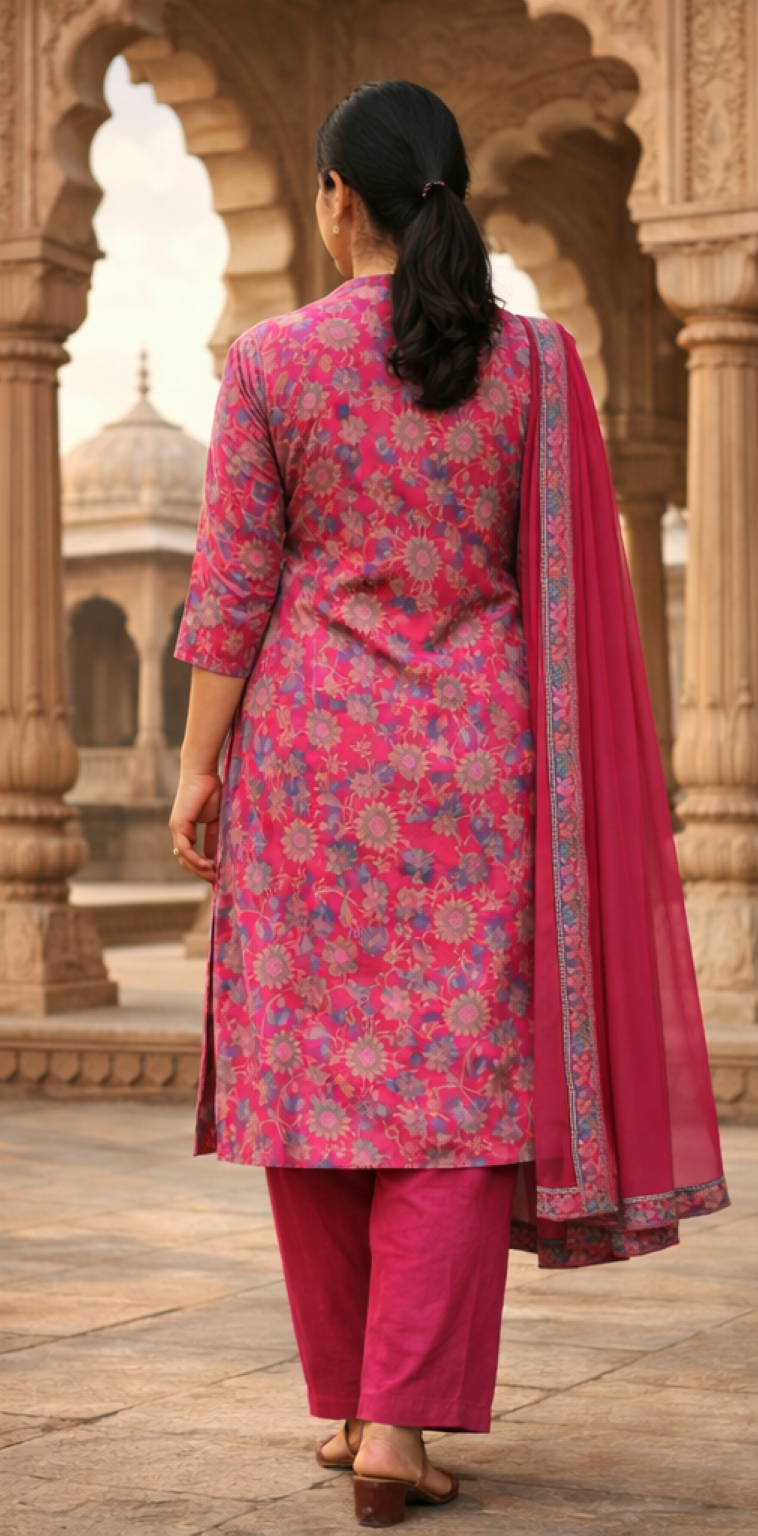 Kurti Set (3pc) - Rose Pink
