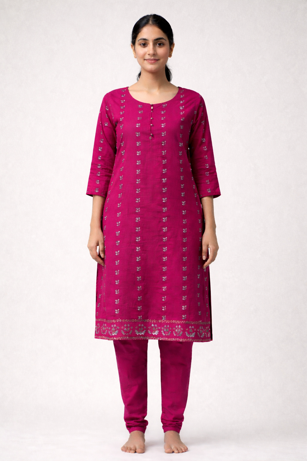 Kaftan Kurti Set - dark Pink